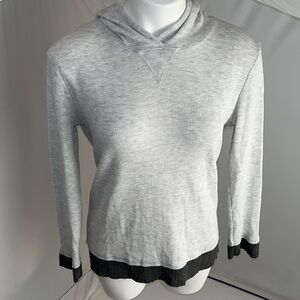 SIX FIFTY brand gray waffle knit hooded thermal top with zip back
